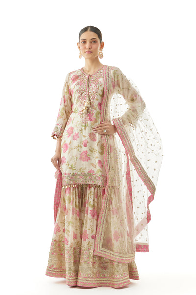 Gopi Vaid Niyati Sharara Set Ivory indian designer wear online shopping melange singapore