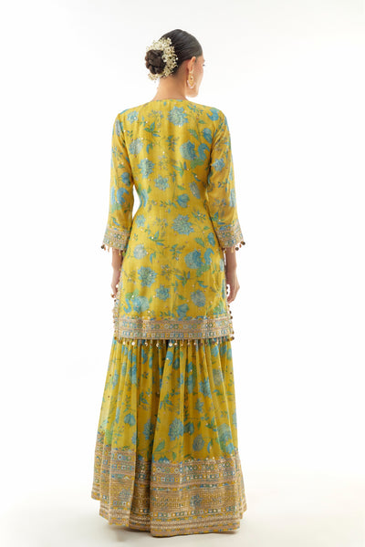 Gopi Vaid Niyati Sharara Set Yellow indian designer wear online shopping melange singapore