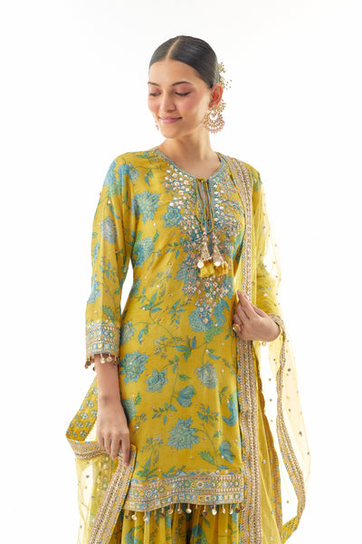 Gopi Vaid Niyati Sharara Set Yellow indian designer wear online shopping melange singapore