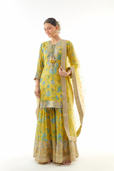 Gopi Vaid Niyati Sharara Set Yellow indian designer wear online shopping melange singapore