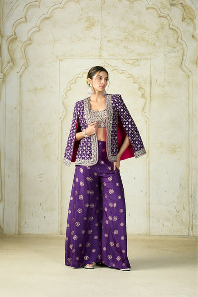 Gopi Vaid Shaina Pant Set Purple indian designer wear online shopping melange singapore 
