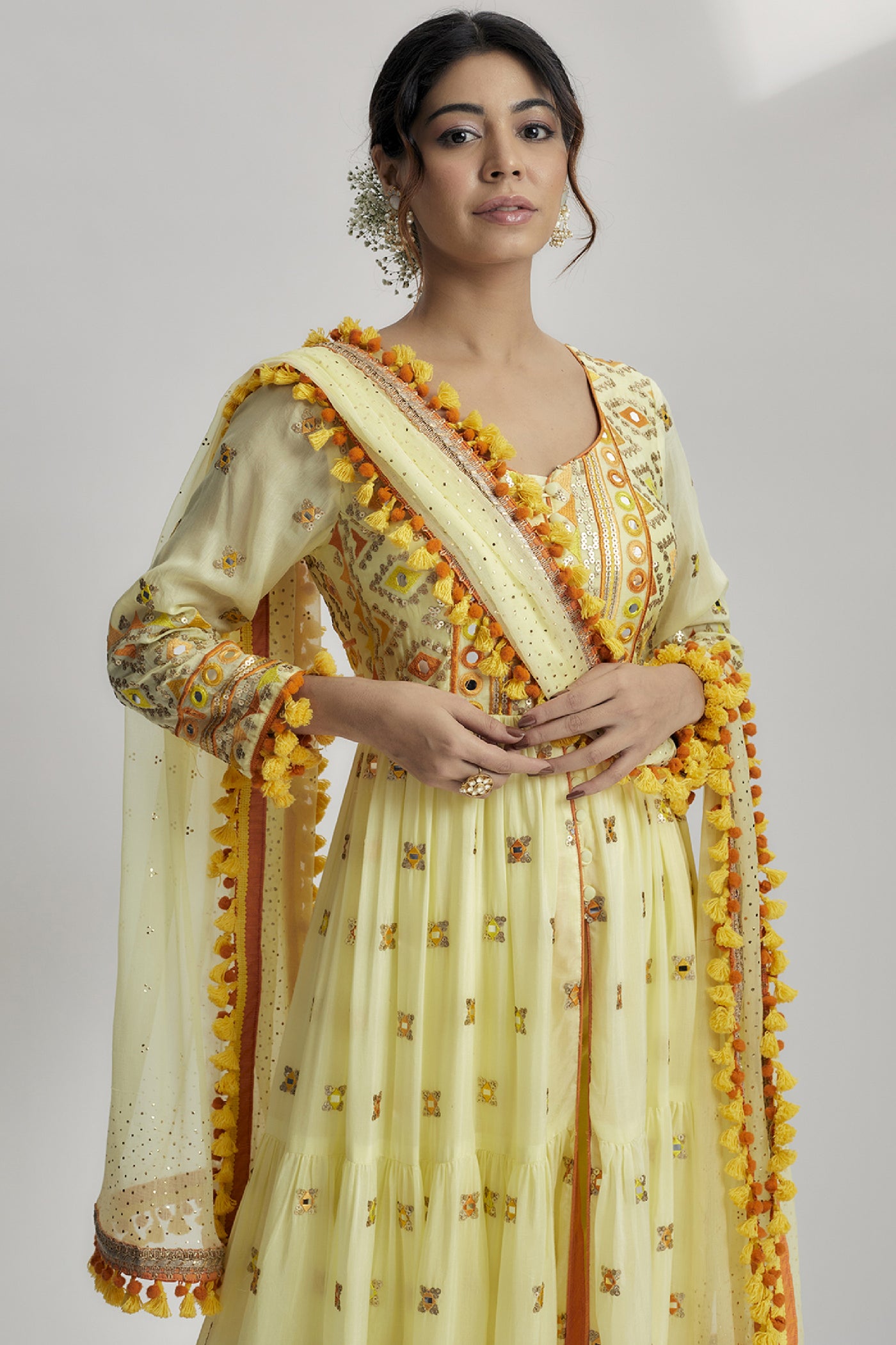 Gopi Vaid Riana Tiered AG With Churidar indian designer wear online shopping melange singapore 