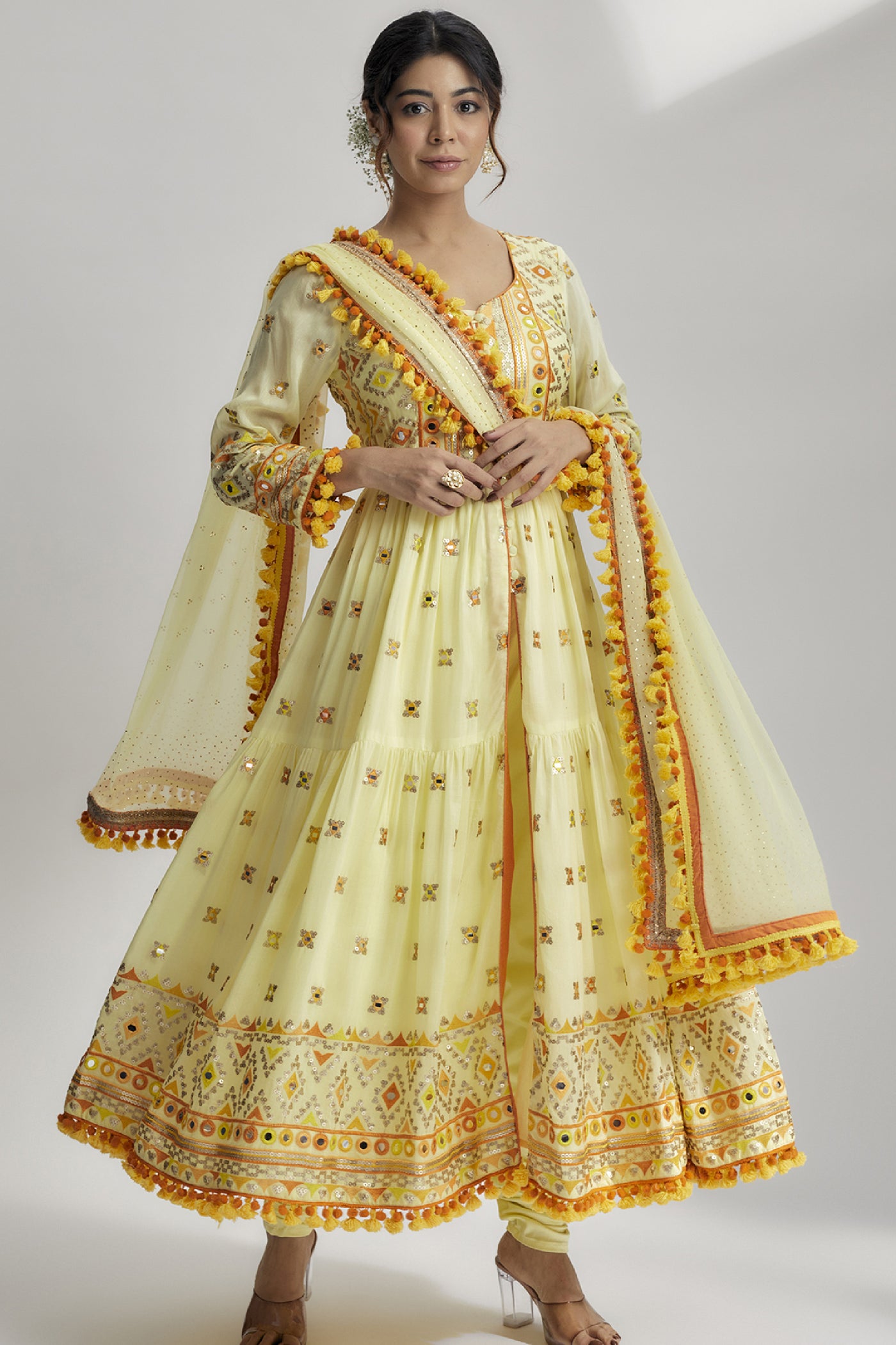 Gopi Vaid Riana Tiered AG With Churidar indian designer wear online shopping melange singapore 