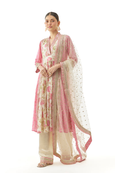 Gopi Vaid Riya Tunic With Palazzo And Dupatta Indian designer wear online shopping melange singapore