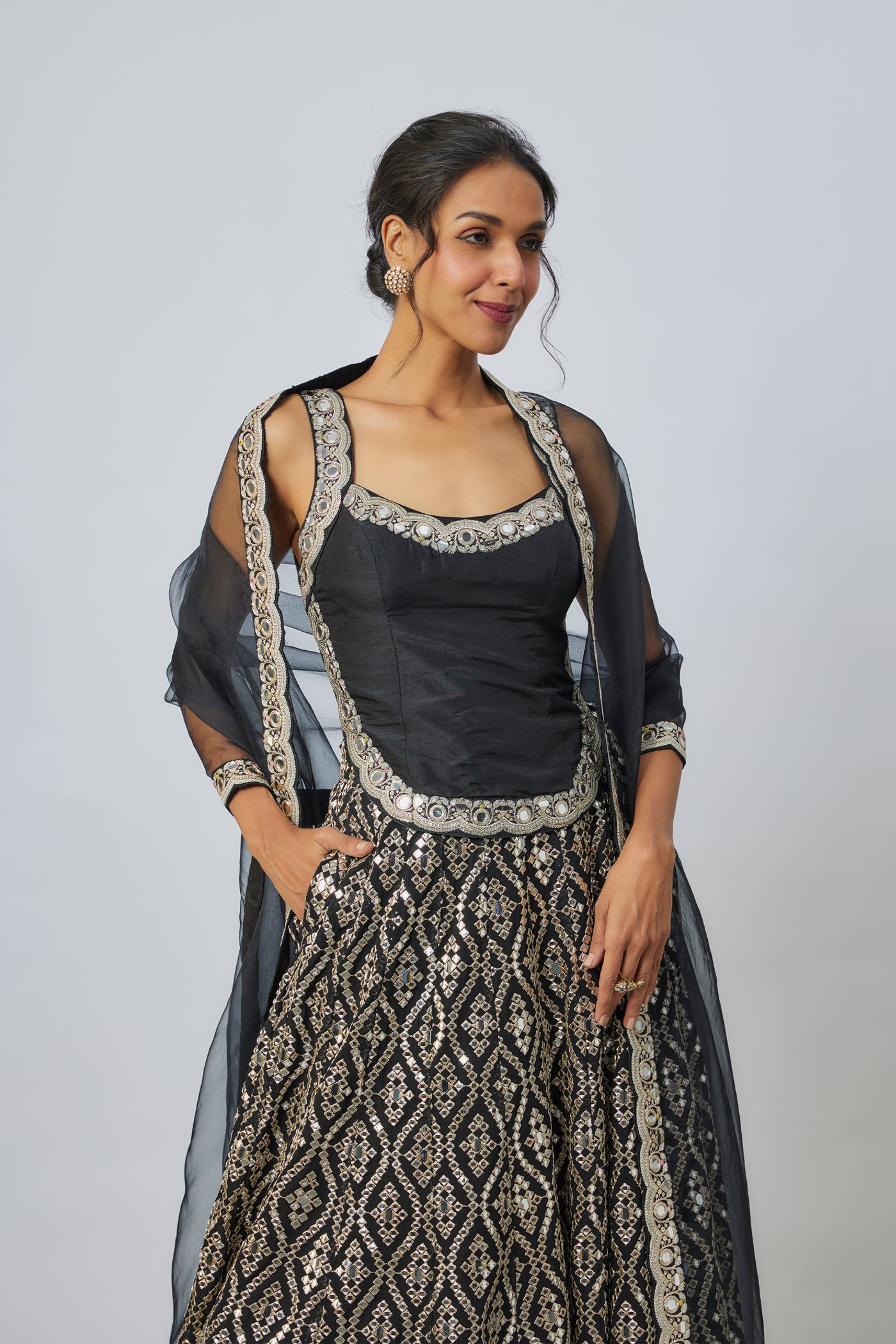 Gopi Vaid Roshni Lehenga Set indian designer wear online shopping melange singapore