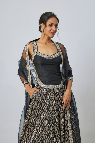 Gopi Vaid Roshni Lehenga Set indian designer wear online shopping melange singapore