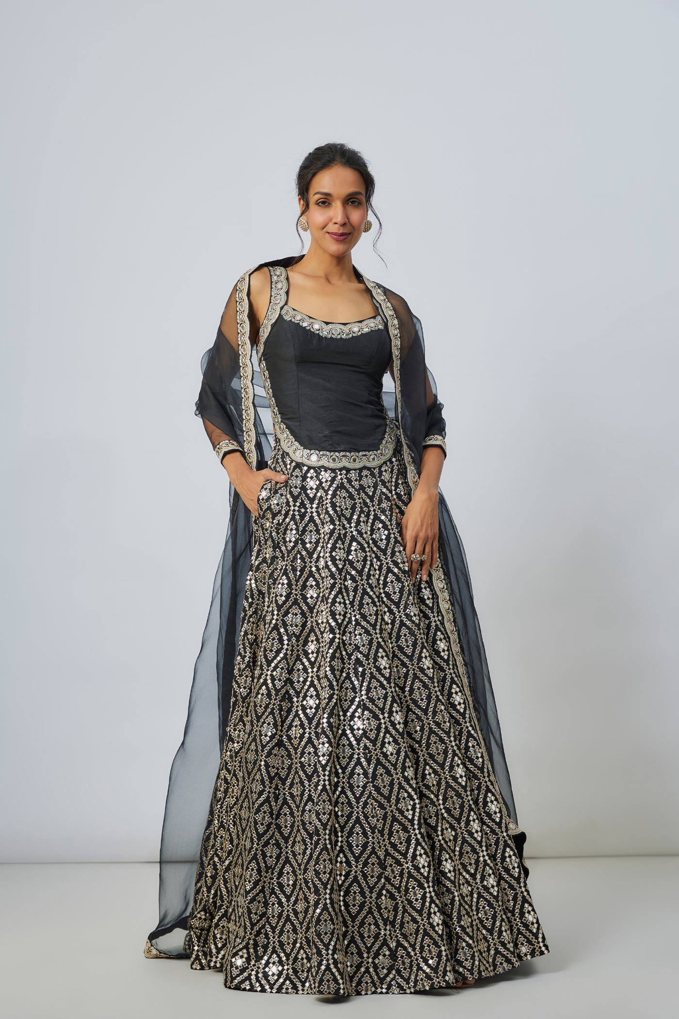 Gopi Vaid Roshni Lehenga Set indian designer wear online shopping melange singapore