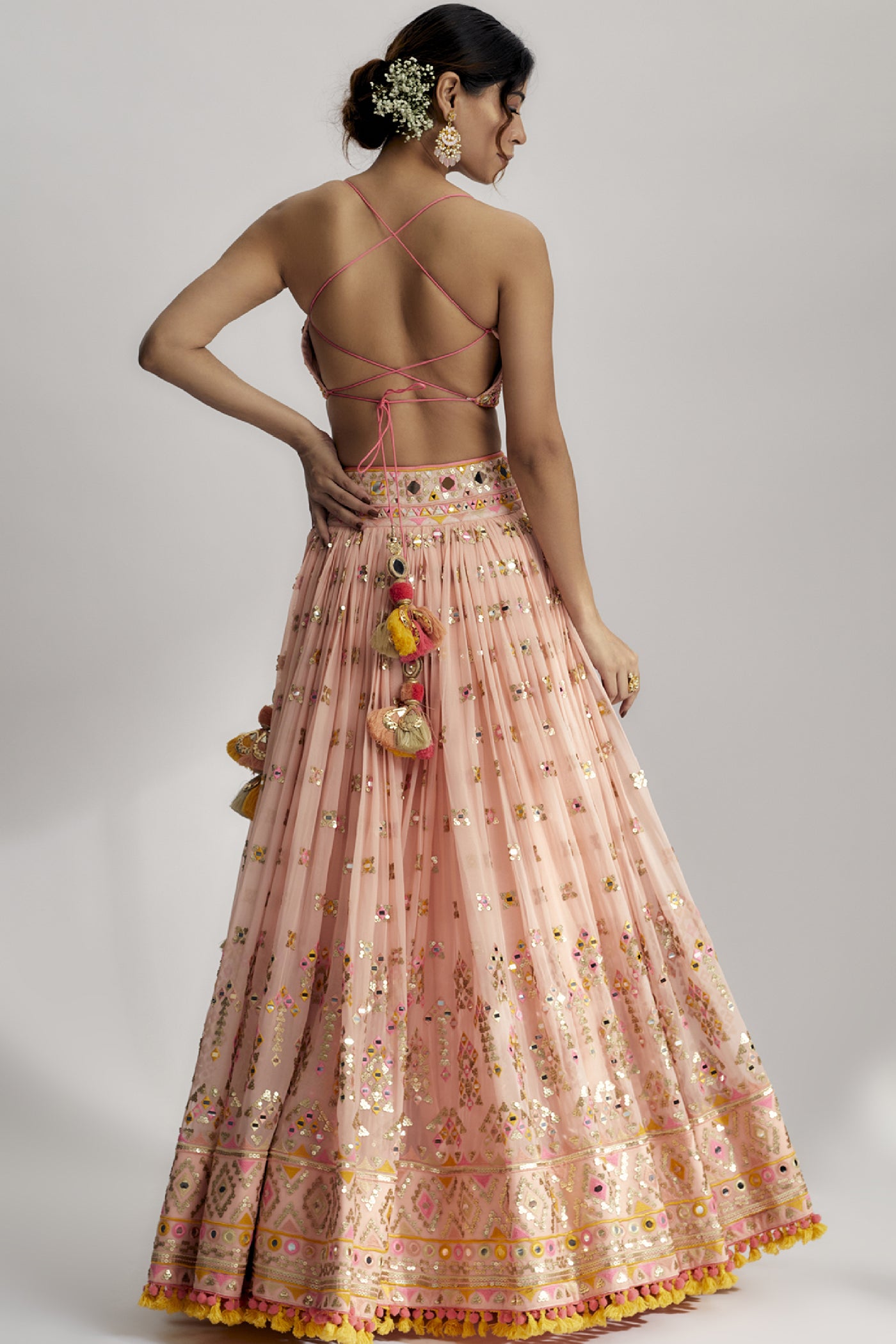 Gopi Vaid Ruah Gathered Lehenga Set indian designer wear online shopping melange singapore