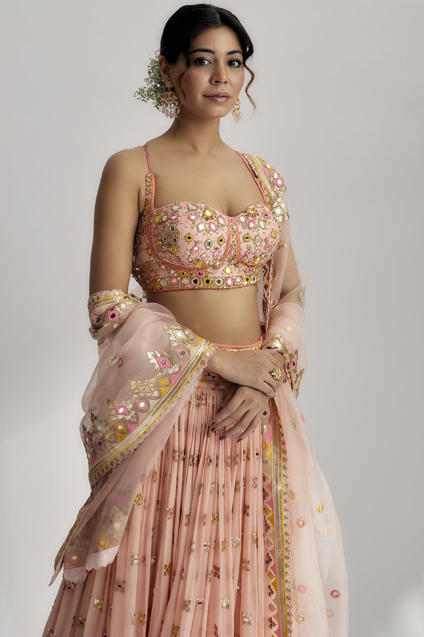 Gopi Vaid Ruah Gathered Lehenga Set indian designer wear online shopping melange singapore 