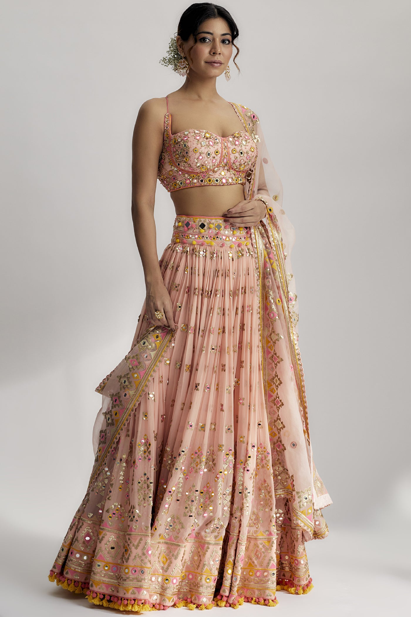 Gopi Vaid Ruah Gathered Lehenga Set indian designer wear online shopping melange singapore 