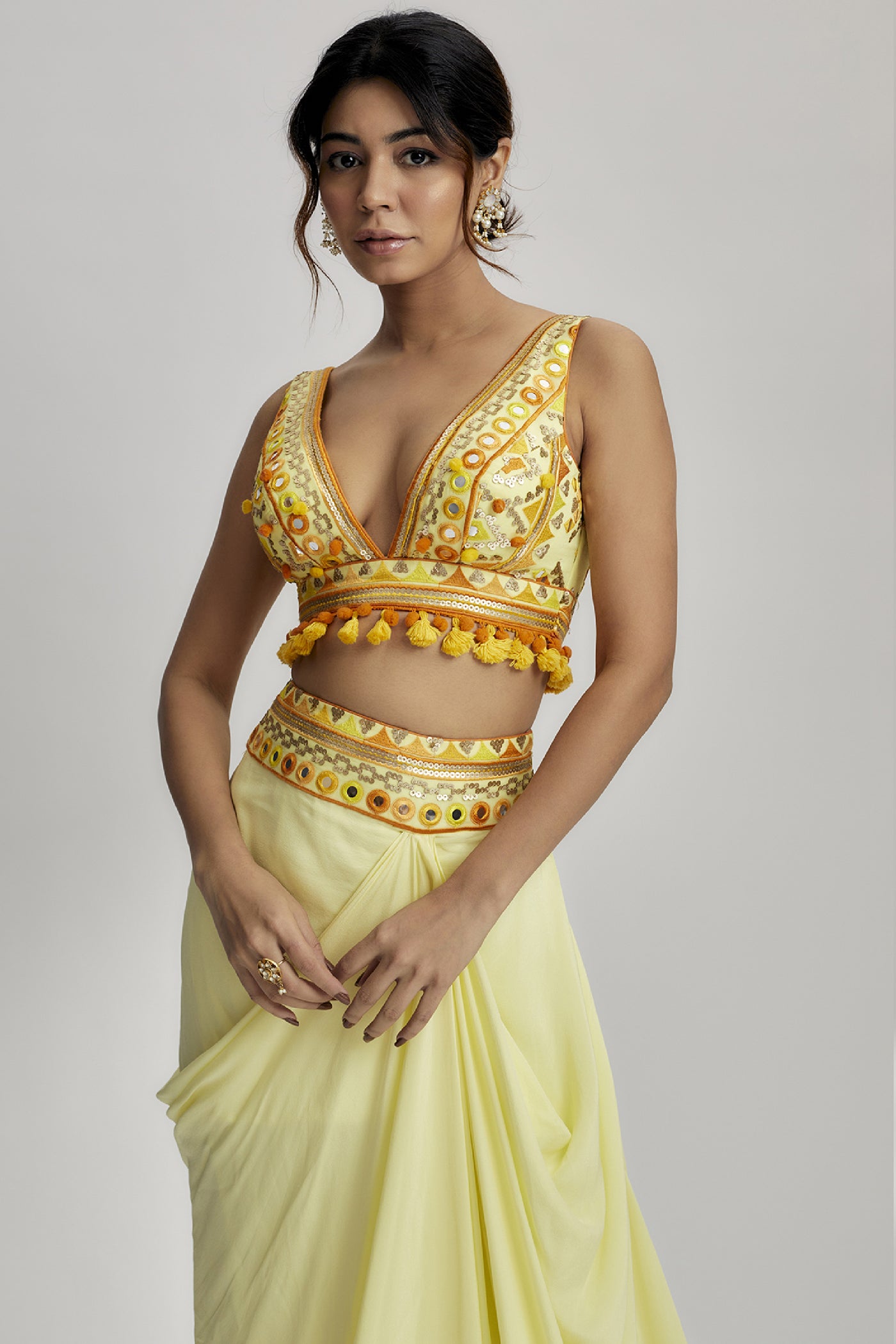 Gopi Vaid Ruhi Drape Skirt Set indian designer wear online shopping melange singapore