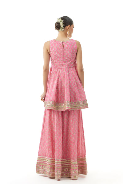 Gopi Vaid Simoni Peplum Set Pink Indian designer wear online shopping melange singapore