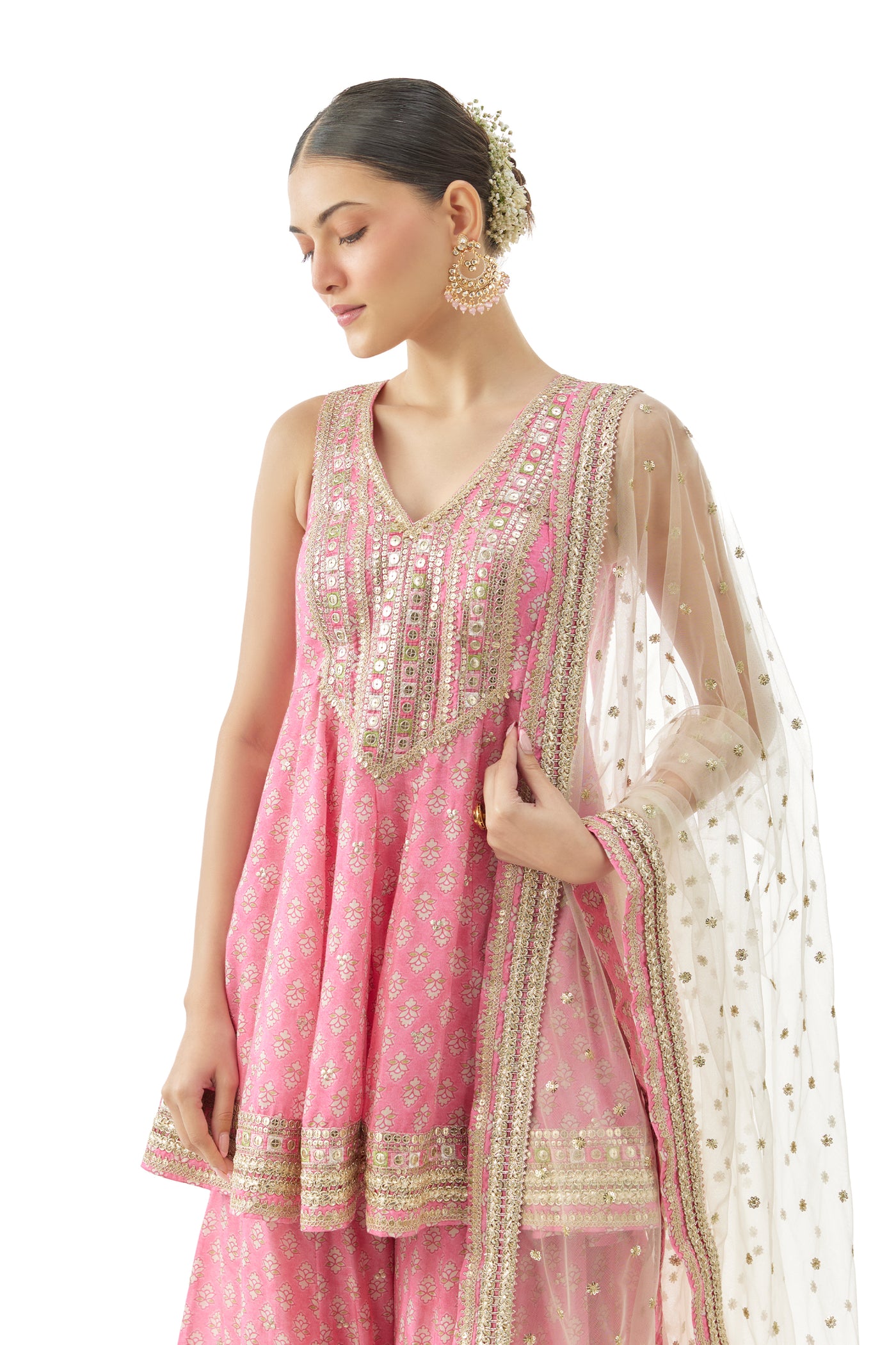 Gopi Vaid Simoni Peplum Set Pink Indian designer wear online shopping melange singapore