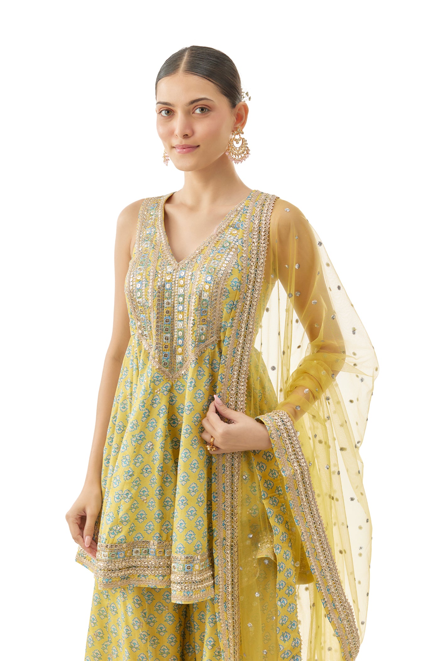 Gopi Vaid Simoni Peplum Set Yellow Indian designer wear online shopping melange singapore
