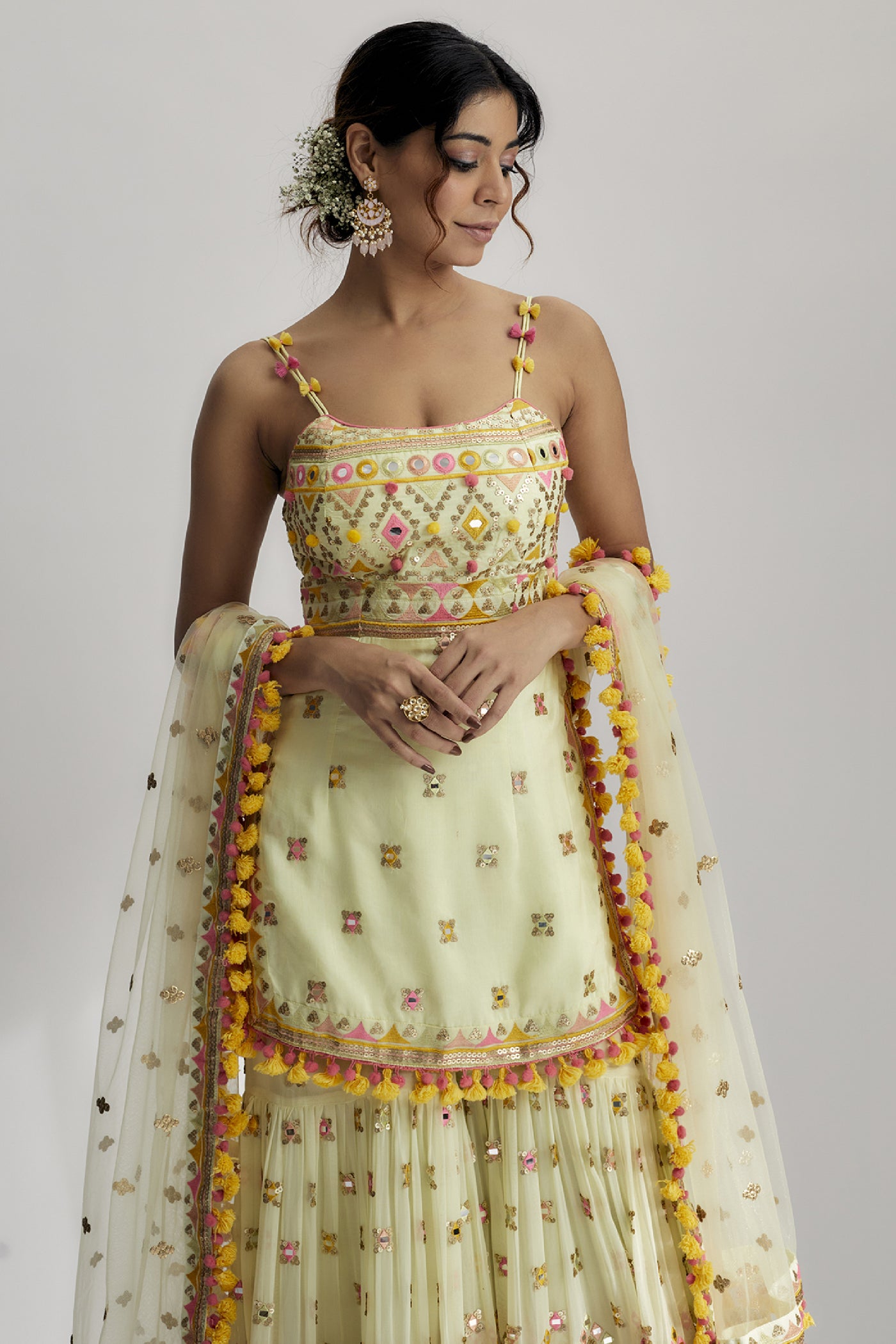 Gopi Vaid Sonia Strappy Sharara Set Indian designer wear online shopping melange singapore 