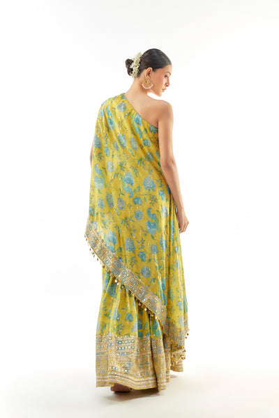 Gopi Vaid Sumedha One Shoulder Sharara Set indian designer wear online shopping melange singapore