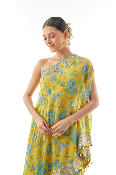Gopi Vaid Sumedha One Shoulder Sharara Set indian designer wear online shopping melange singapore