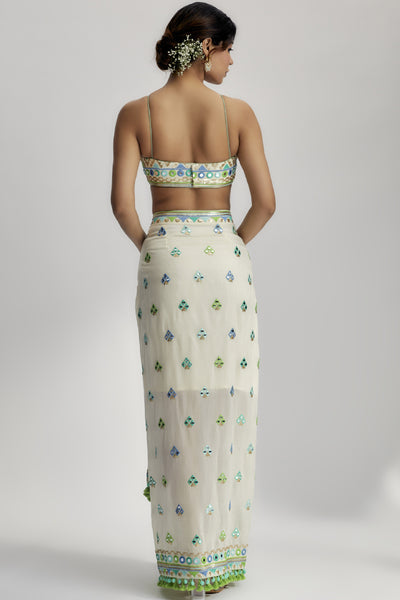Gopi Vaid The Imrat Cape Set With Skirt indian designer wear online shopping melange singapore