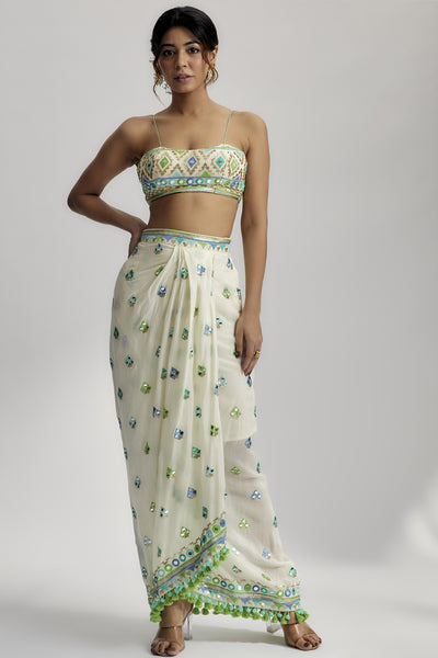 Gopi Vaid The Imrat Cape Set With Skirt indian designer wear online shopping melange singapore 