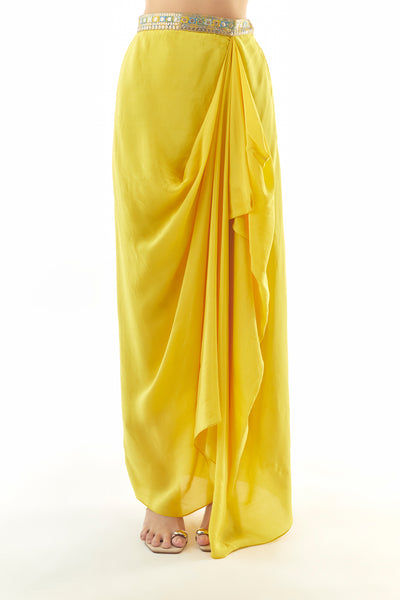 Gopi Vaid Vaishnavi One-Shoulder Skirt Set indian designer wear online shopping melange singapore 
