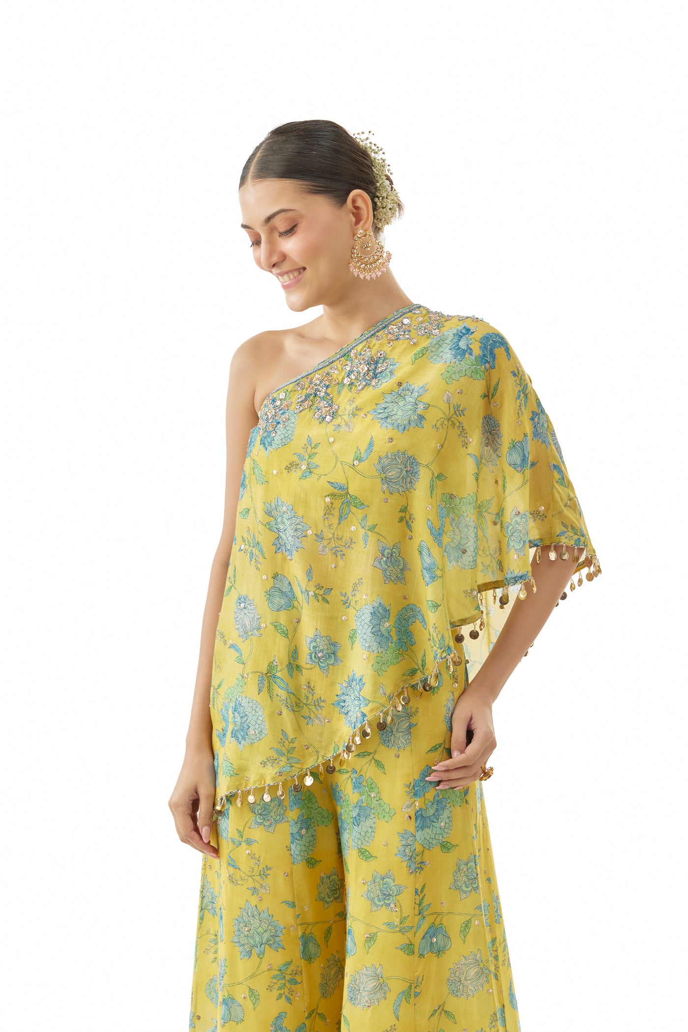 Gopi Vaid Vanshita One-Shoulder Set indian designer wear online shopping melange singapore