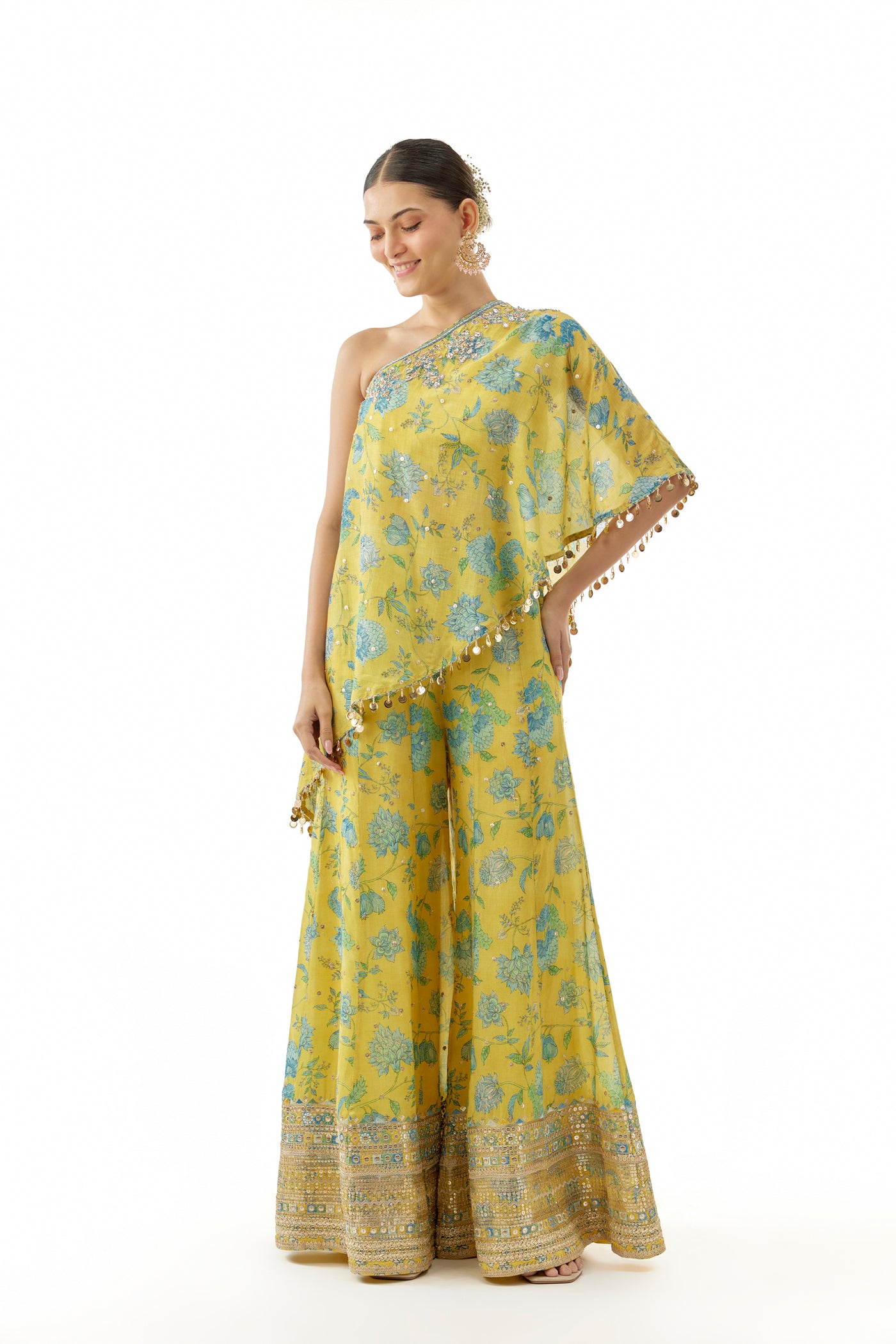 Gopi Vaid Vanshita One-Shoulder Set indian designer wear online shopping melange singapore