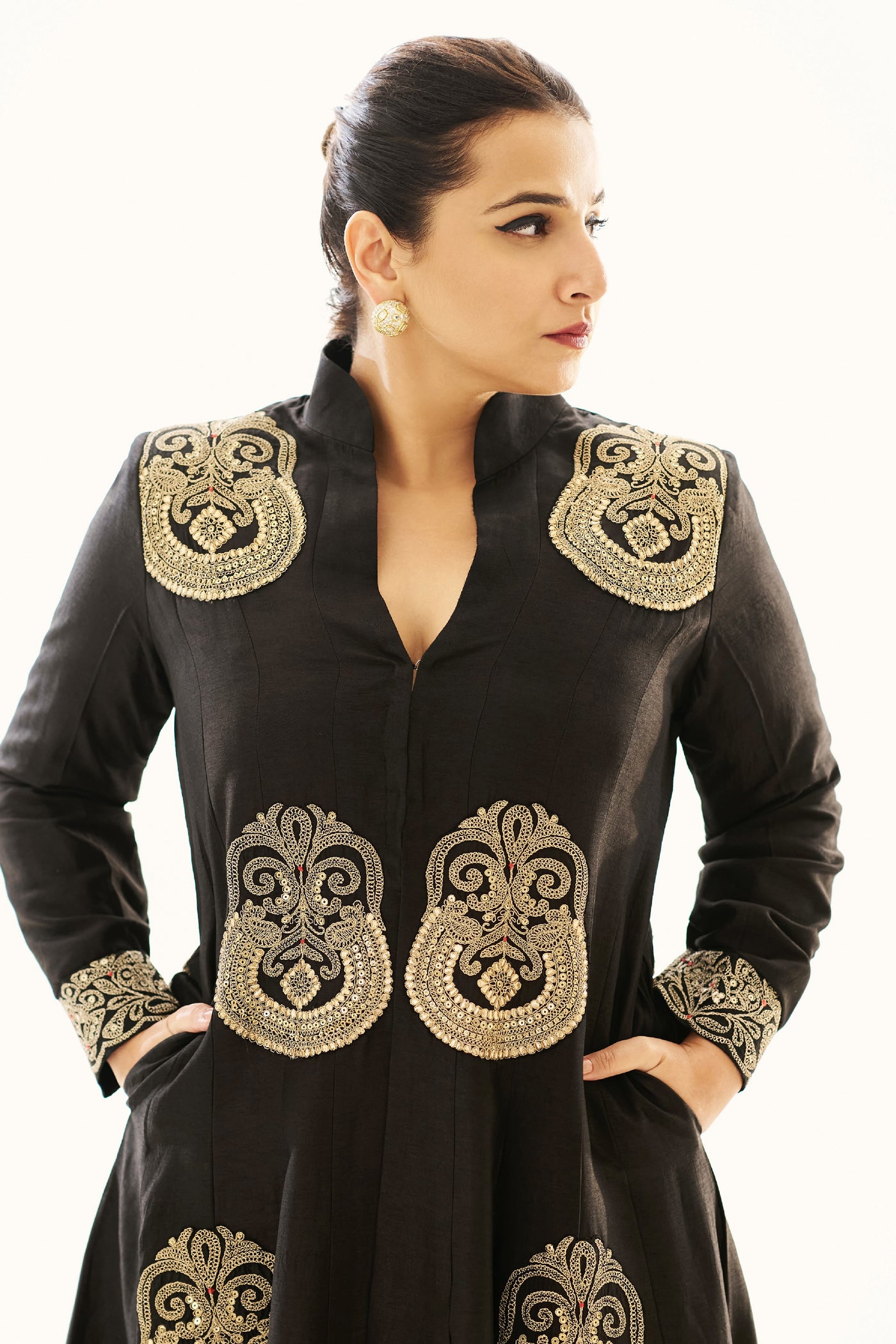 Gopi Vaid Vidya Balan In Golconda  Fo Jacket Set Indian designer wear online shopping melange singapore