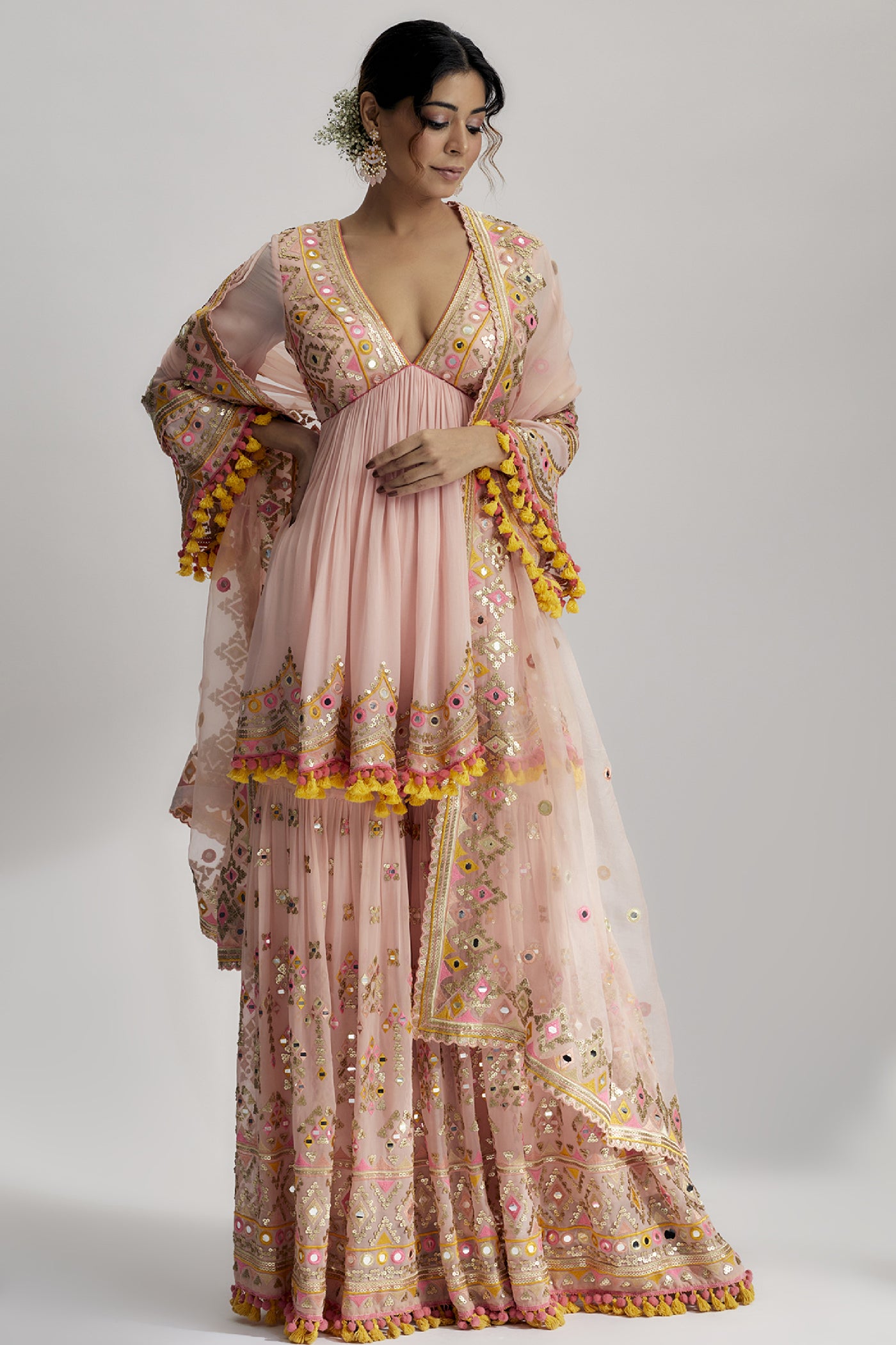 Gopi Vaid Zohra Peplum with Sharara indian designer wear online shopping melange singapore