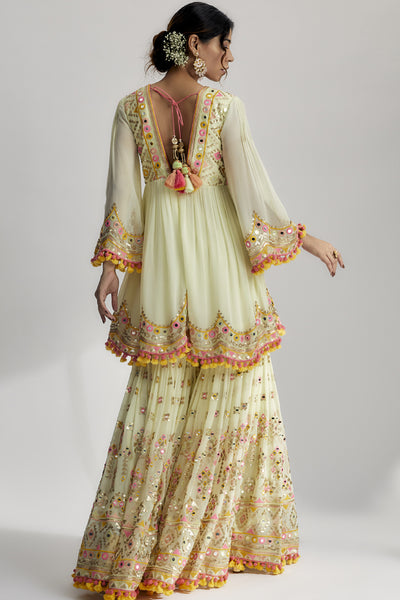 Gopi Vaid Zohra Peplum With Sharara Set indian designer wear online shopping melange singapore