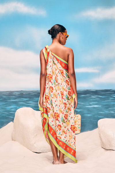 Guapa Prana One Shoulder Scarf Dress indian designer wear online shopping melange singapore