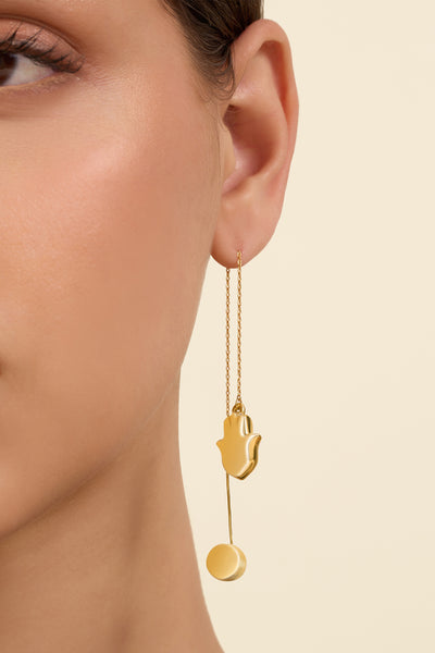 Isharaya Gold Hamsa Threader Earrings indian designer wear online shopping melange singapore