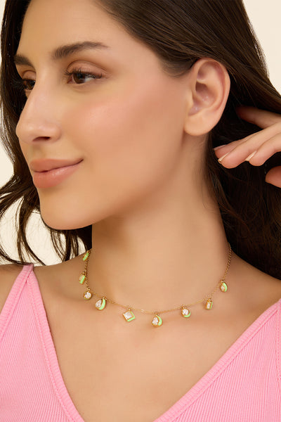 Isharaya Green Fixed Charm Necklace indian designer wear online shopping melange singapore