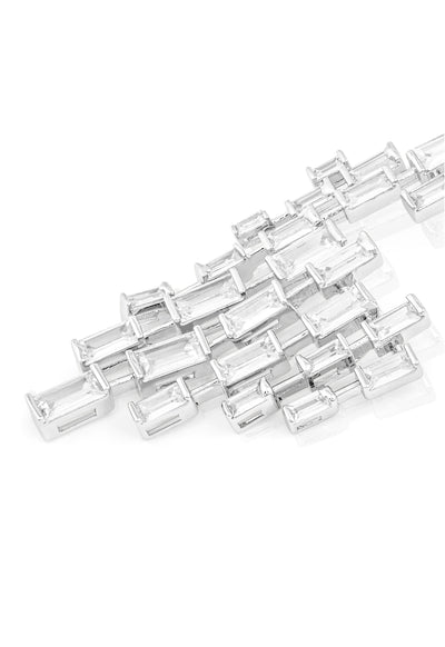 Isharya Abstract Chandelier Statement Earrings In Rhodium Plating indian designer wear online shopping melange singapore