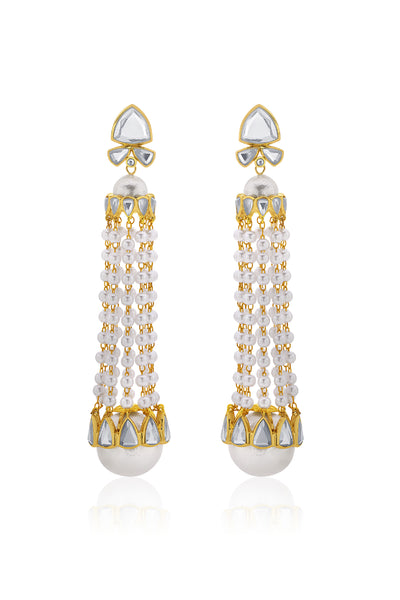 Isharya Ada Mirror & Pearl Jhoomar Earrings indian designer wear online shopping melange singapore