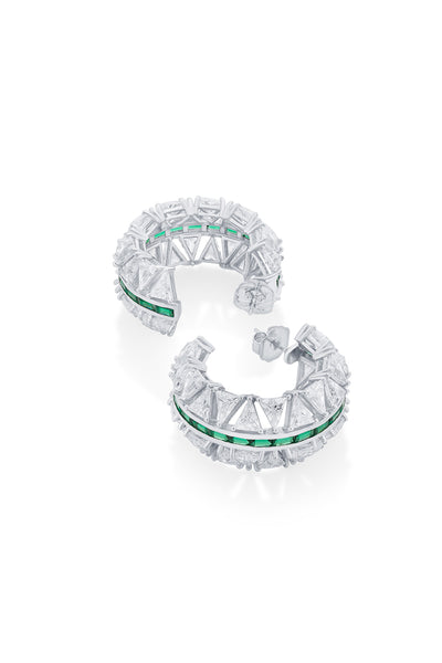 Isharya Amalfi 925 Silver Emerald Hydro Classic Hoop Earringss jewellery indian designer wear online shopping melange singapore