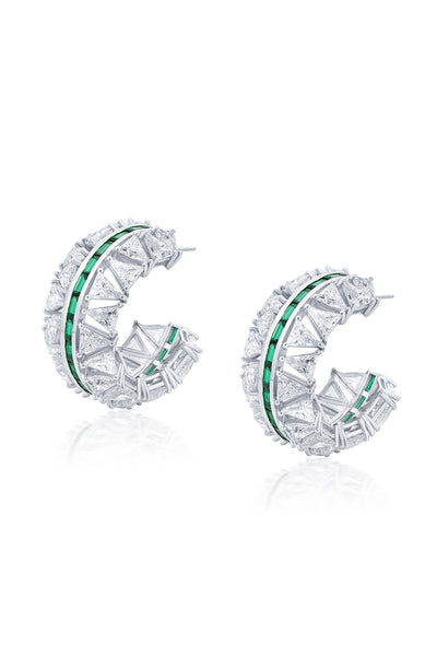 Isharya Amalfi 925 Silver Emerald Hydro Classic Hoop Earringss jewellery indian designer wear online shopping melange singapore