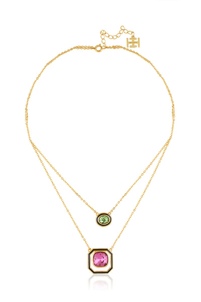 Isharya Amethyst Tides Layered Necklace 18Kt Gold Plated indian designer wear online shopping melange singapore