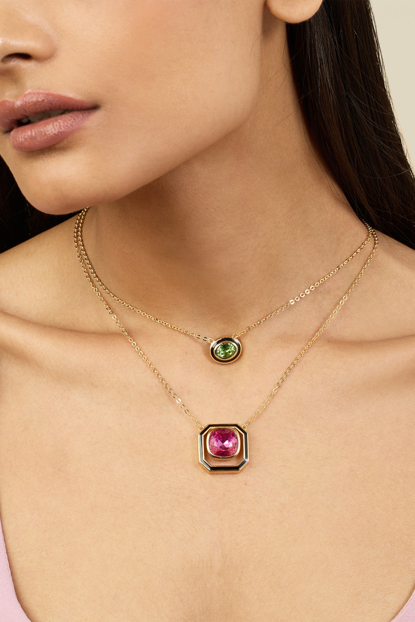 Isharya Amethyst Tides Layered Necklace 18Kt Gold Plated indian designer wear online shopping melange singapore