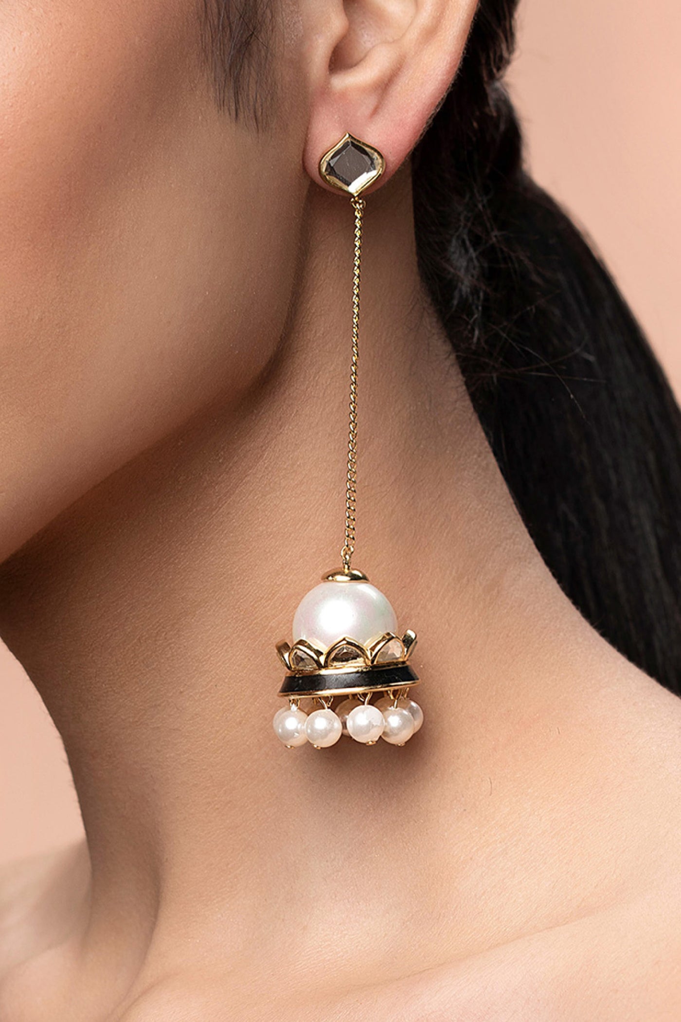 Isharya Amina Pearl Mirror Jhumka Earrings indian designer wear online shopping melange singapore