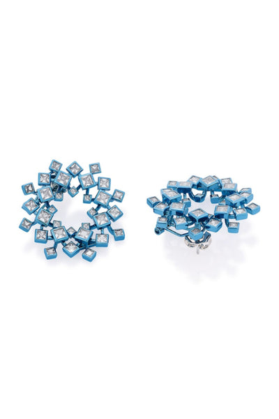 Isharya Aqua Blue Halo Earrings In Colored Plating jewellery indian designer wear online shopping melange singapore