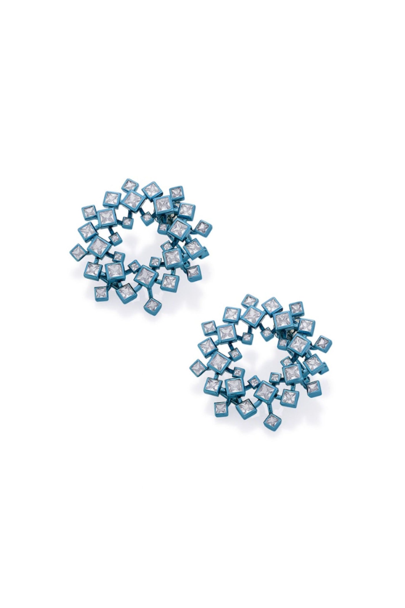 Isharya Aqua Blue Halo Earrings In Colored Plating jewellery indian designer wear online shopping melange singapore