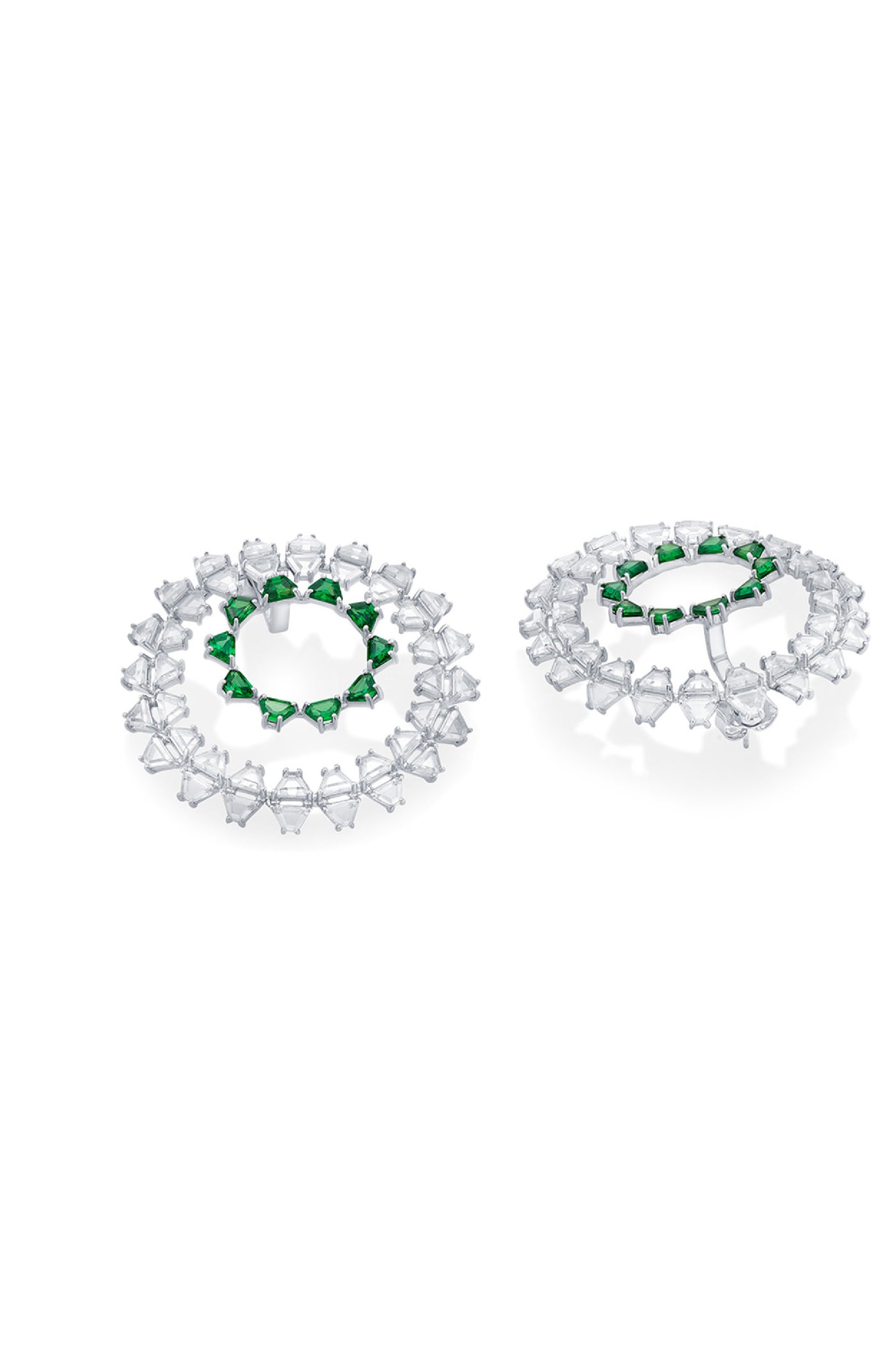 Isharya Atlantis 925 Silver Emerald Hydro Circle Earrings jewellery indian designer wear online shopping melange singapore