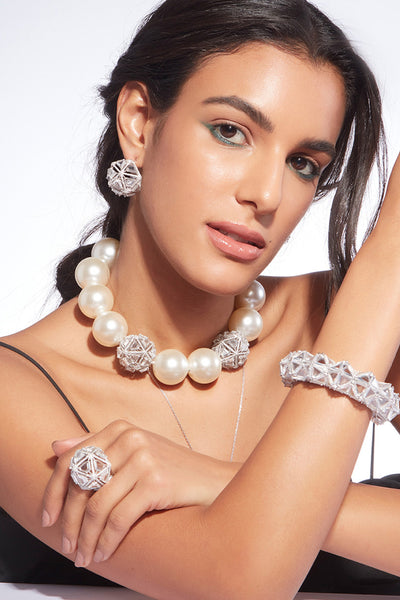 Isharya Bahamas 925 Silver Pearl Botticelli Necklace jewellery indian designer wear online shopping melange singapore