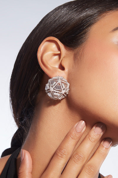 Isharya Bahamas 925 Silver Rève Crystal  Dome Earrings jewellery indian designer wear online shopping melange singapore