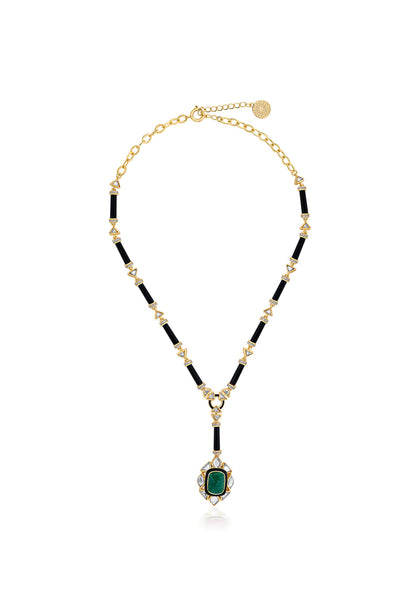 Isharya Begum Haute Evergreen Drop Necklace In 18Kt Gold Plated jewellery indian designer wear online shopping melange singapore
