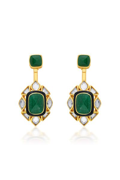 Isharya Begum Haute Evergreen Duplet Earrings In 18Kt Gold Plated jewellery indian designer wear online shopping melange singapore