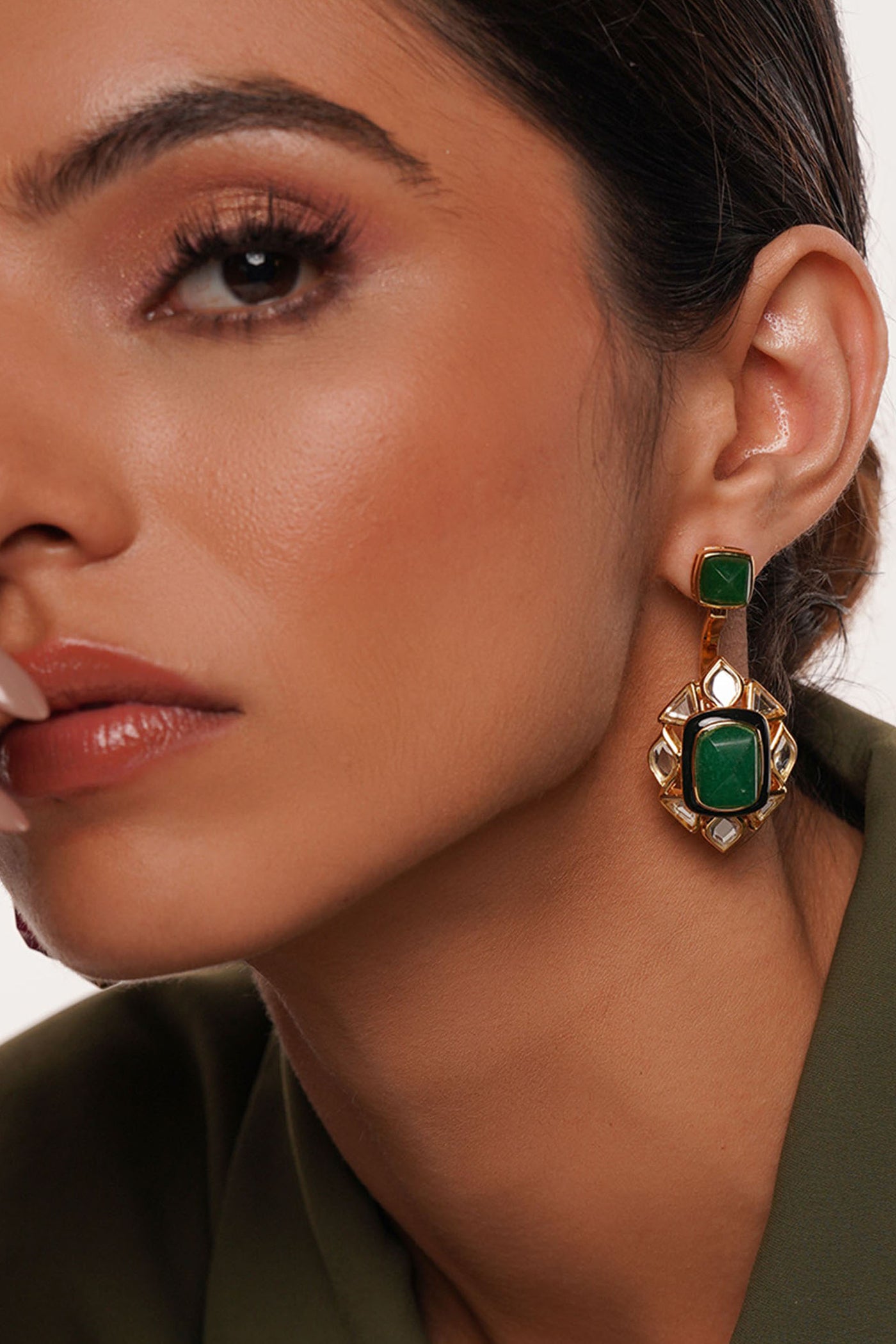 Isharya Begum Haute Evergreen Duplet Earrings In 18Kt Gold Plated jewellery indian designer wear online shopping melange singapore