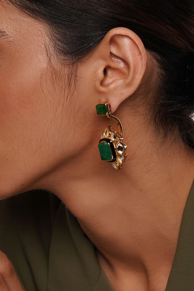 Isharya Begum Haute Evergreen Duplet Earrings In 18Kt Gold Plated jewellery indian designer wear online shopping melange singapore