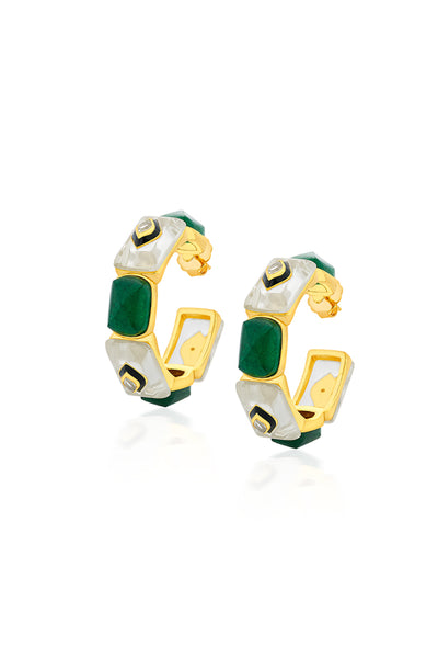 Isharya Begum Haute Evergreen Two Tone Hoops jewellery indian designer wear online shopping melange singapore