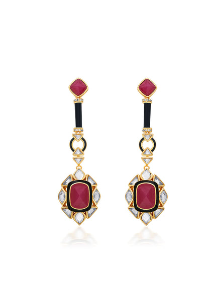Isharya Begum Haute Pink Drop Earrings In 18Kt Gold Plated jewellery indian designer wear online shopping melange singapore